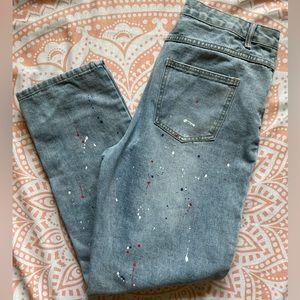 SHEIN paint splatter jeans, light blue, size L 8/10 US